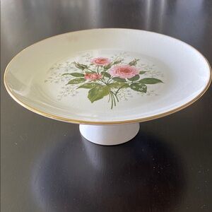 Vintage MCM Sabin Pink Roses Cake Stand!
